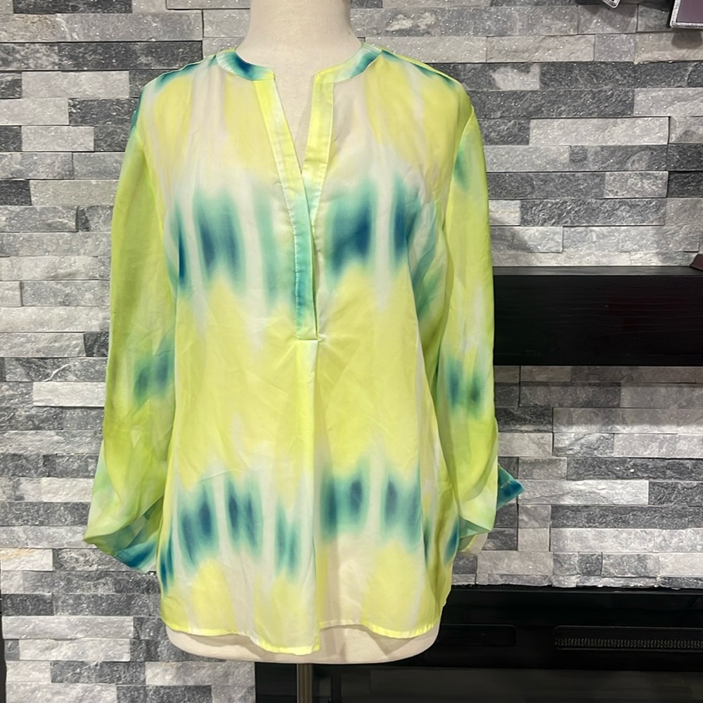 Fred David Multi Color Button Down Top Shirt Blou… - image 1